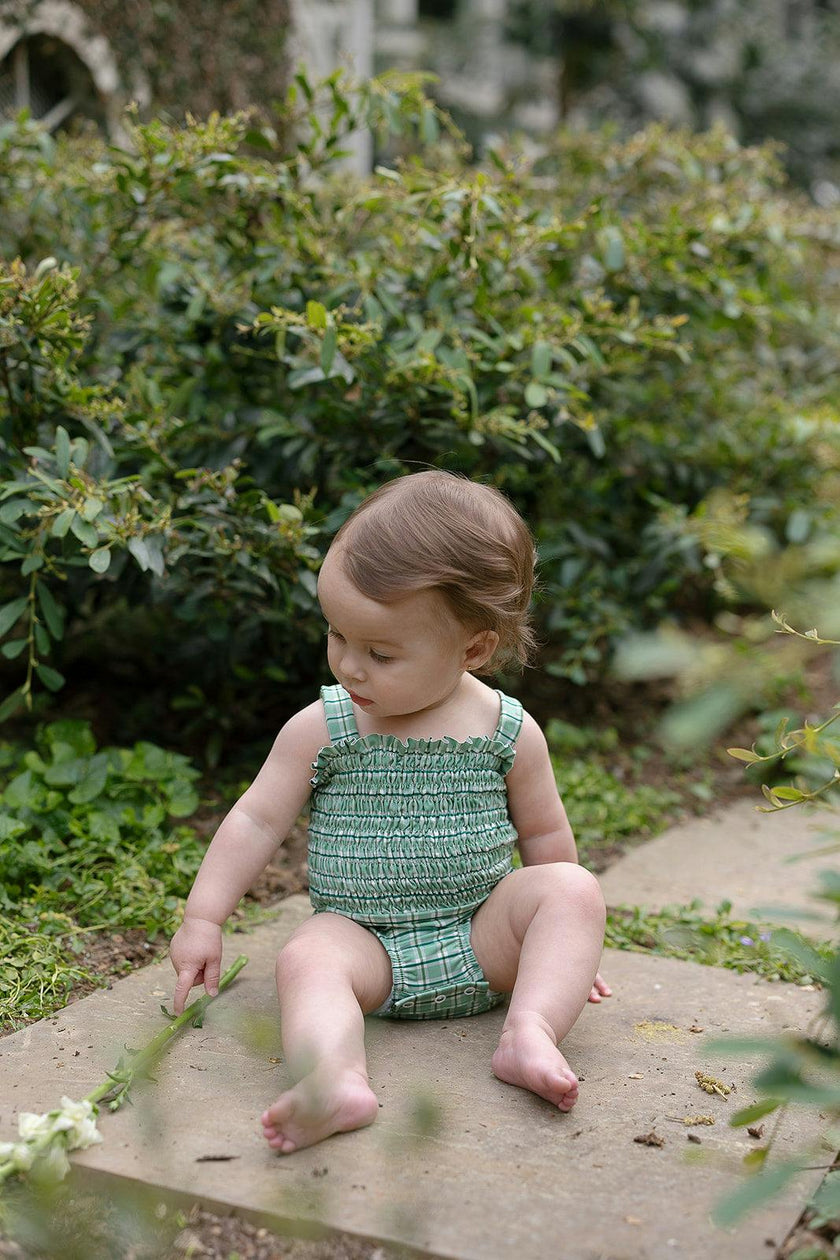 Tessa Smocked One Piece in Apple Check