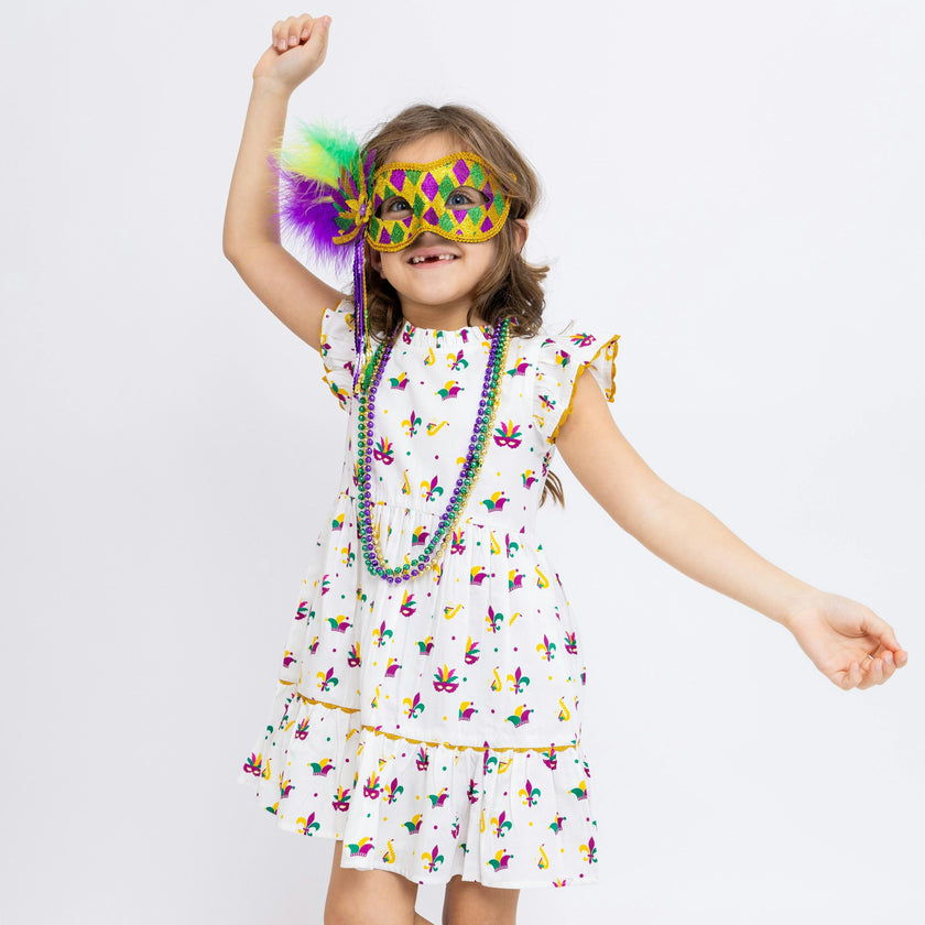 Mardi Gras Medley Ruffle Dress