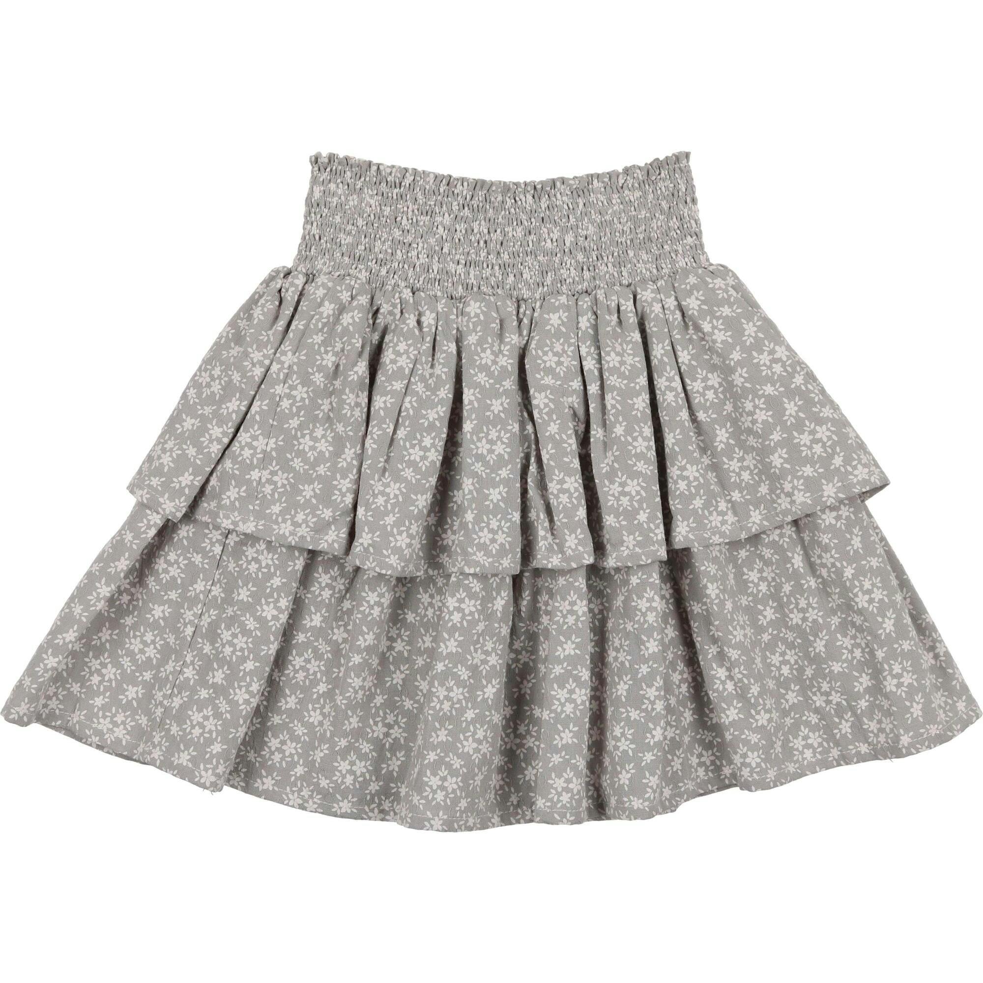 Textured Floral 2-Tired Short Skirt