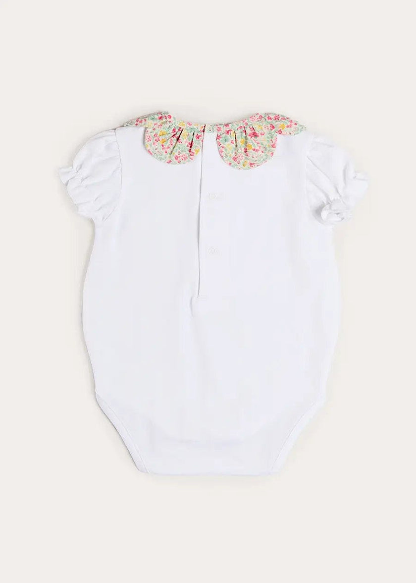 Adelaide Floral Petal Collar Bodysuit in Pink (1mth-2yrs)