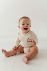 Baby Boy Long Sleeve Bodysuit in Lil Bro in Cream