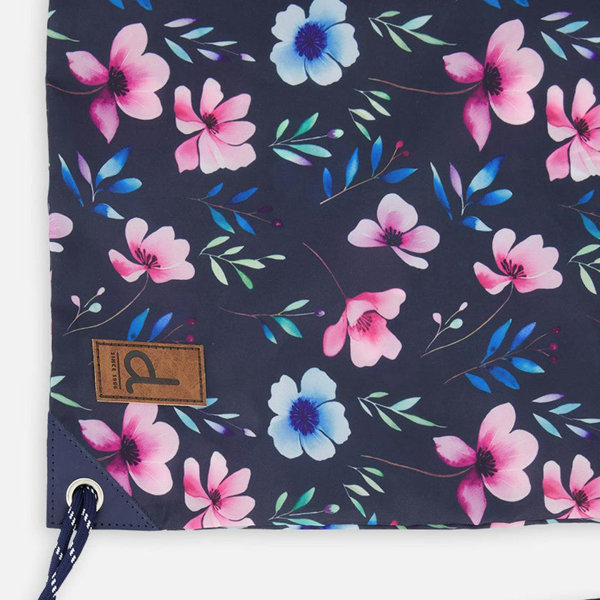 Little Girl Floral Practical Lightweight Everyday Drawstring Bag