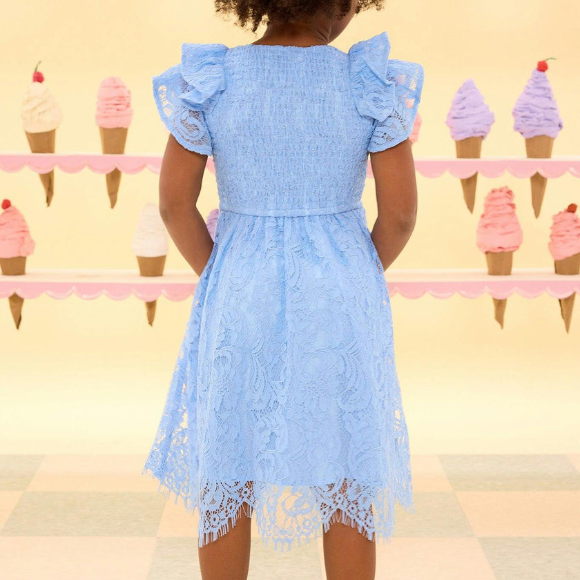 Mini Hattie Dress in Cornflower Blue Lace