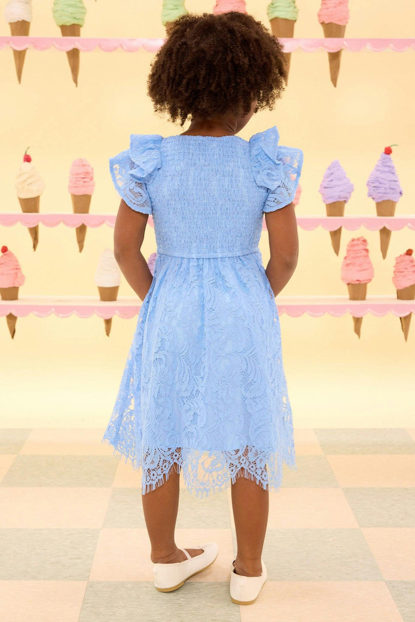 Mini Hattie Dress in Cornflower Blue Lace