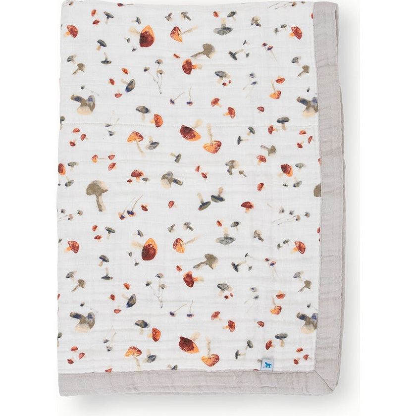 Cotton Muslin Baby Quilt - Mushrooms