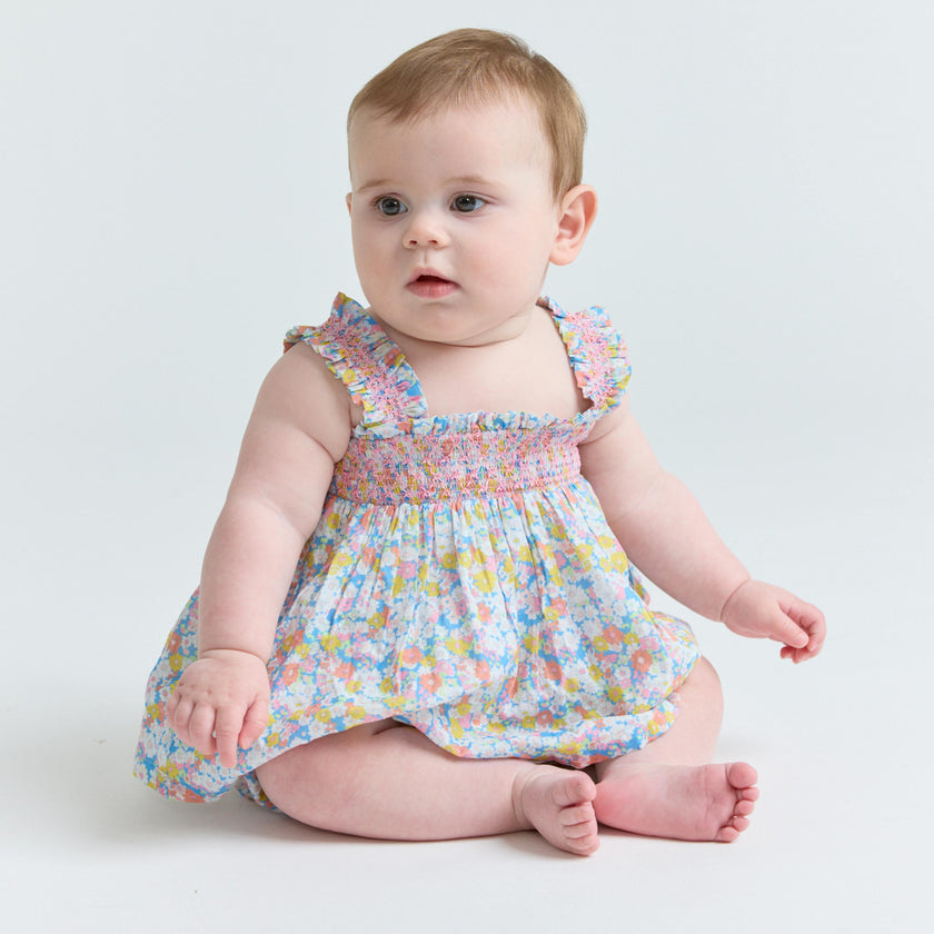 baby girls jasmine blossom smocked top and bloomer set