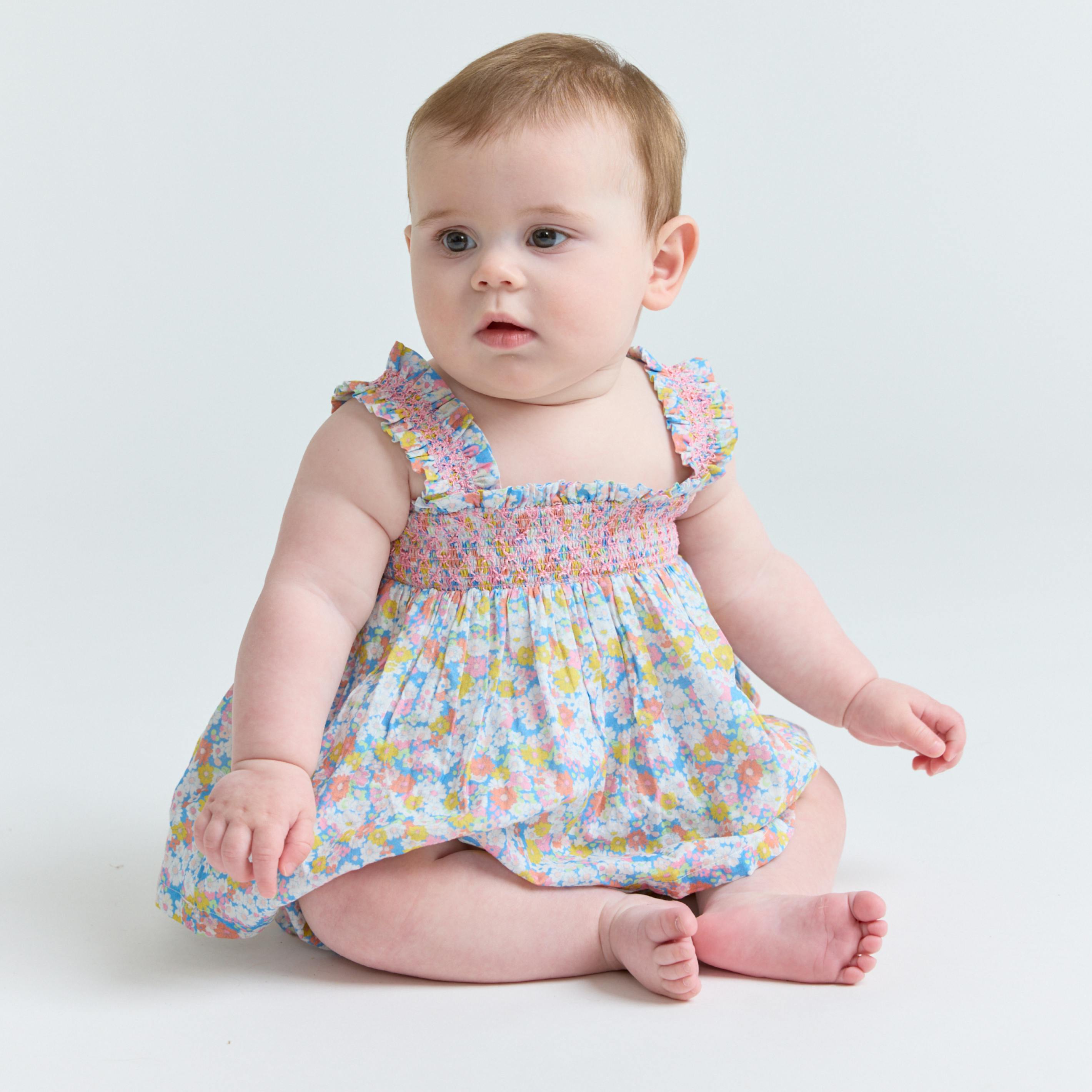 baby girls jasmine blossom smocked top and bloomer set
