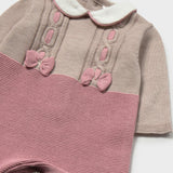 Pink Tricot Romper with Bow Detail