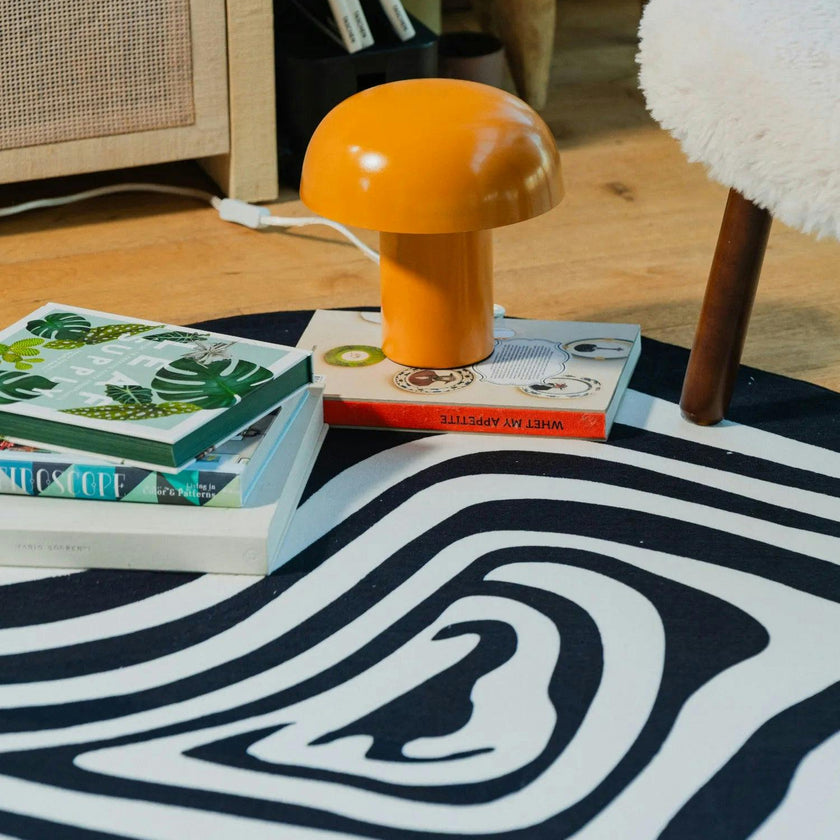 Black and White Vertigo Irregular Area Rug