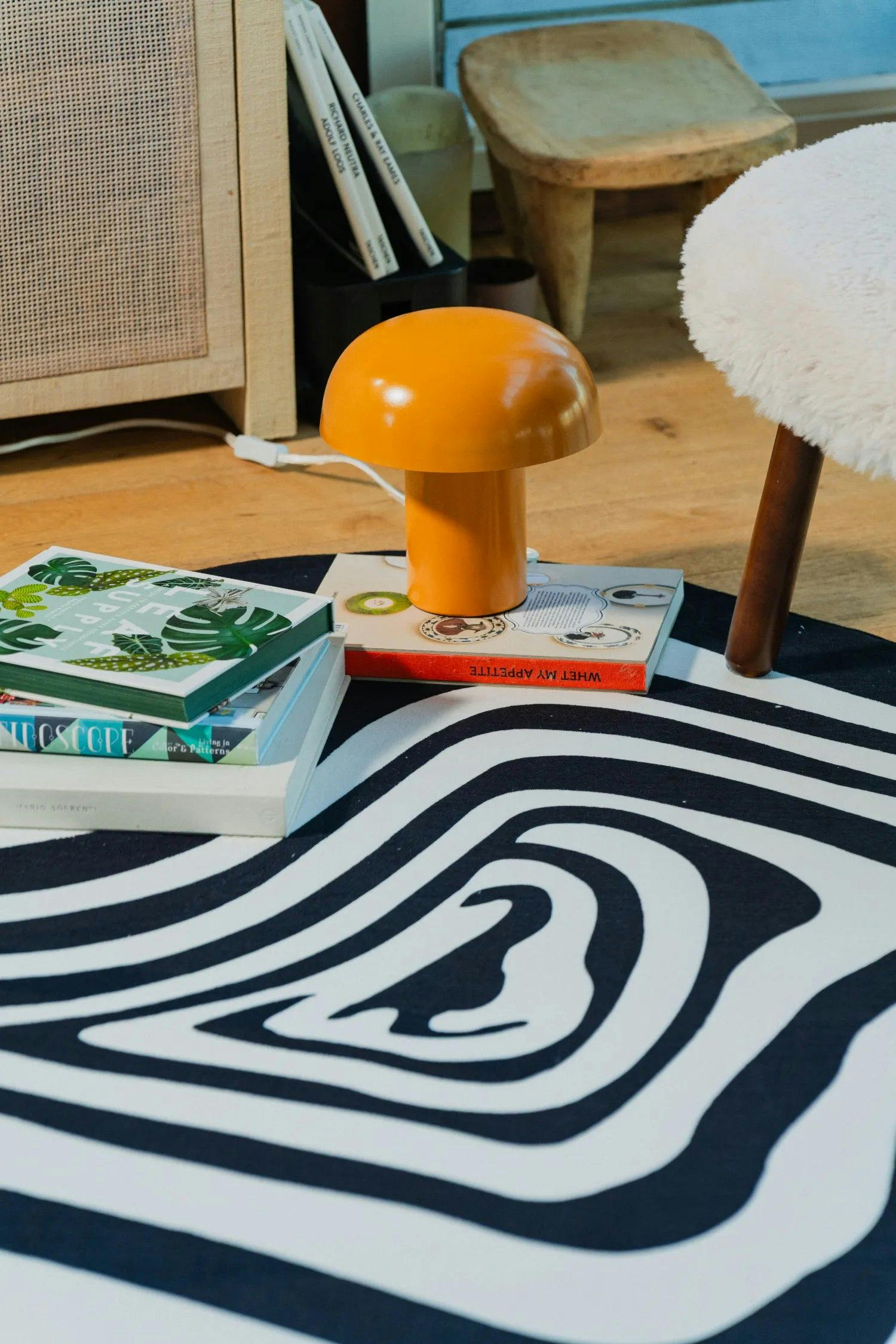 Black and White Vertigo Irregular Area Rug