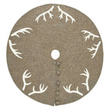 Handmade Felt Antlers Gray Christmas Tree Skirt 60" / 72" Arcadia Home