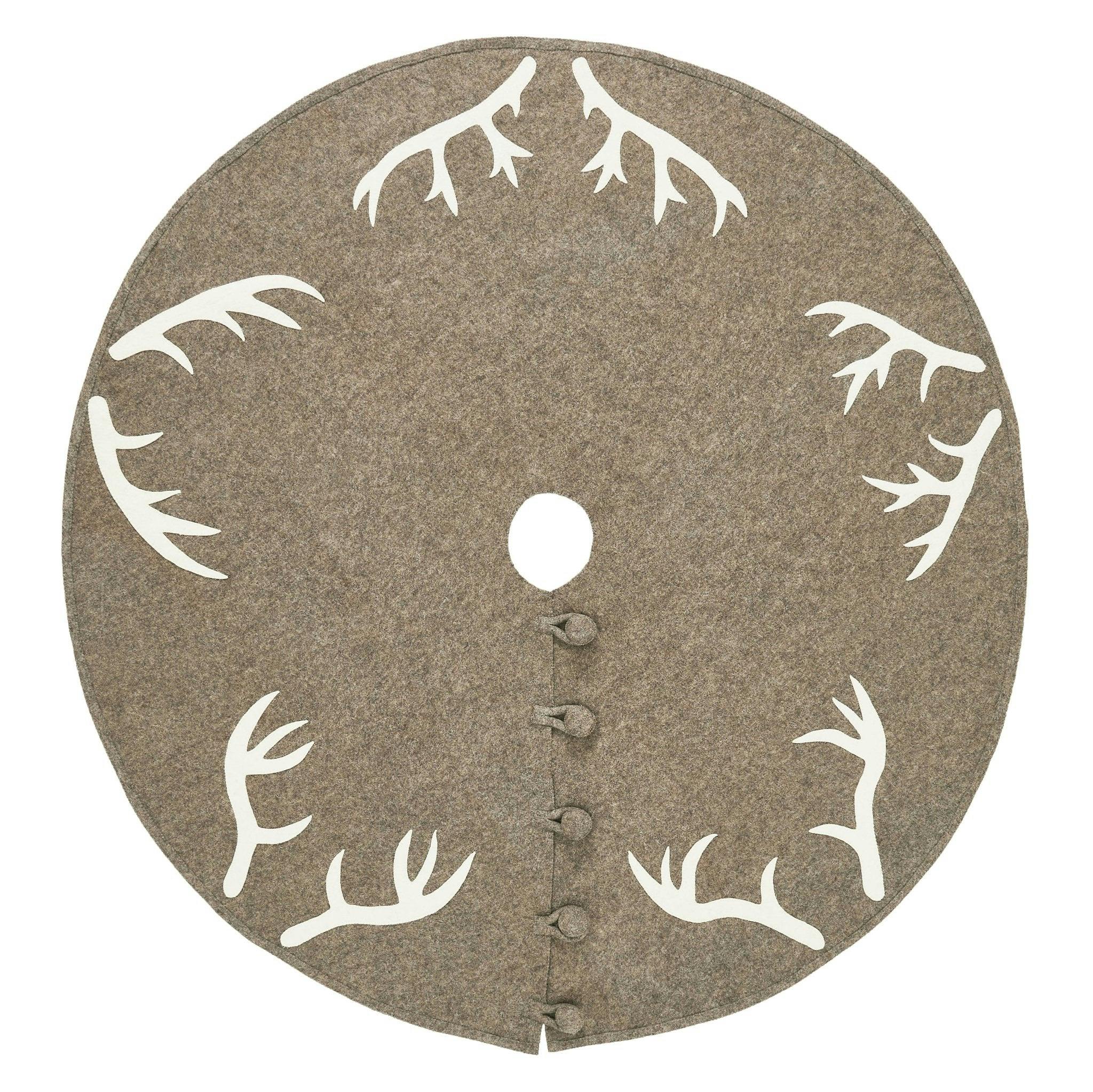 Handmade Felt Antlers Gray Christmas Tree Skirt 60