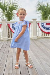 Smocked Bishop Dress - Flags
