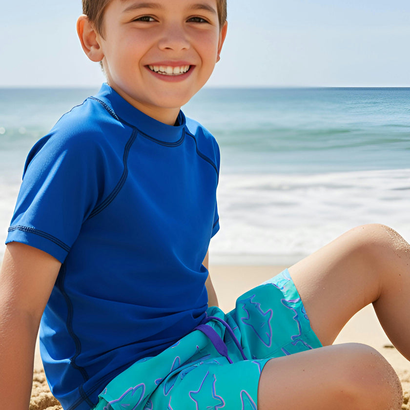 Dylan Boys Neon Sharks Print Board Shorts