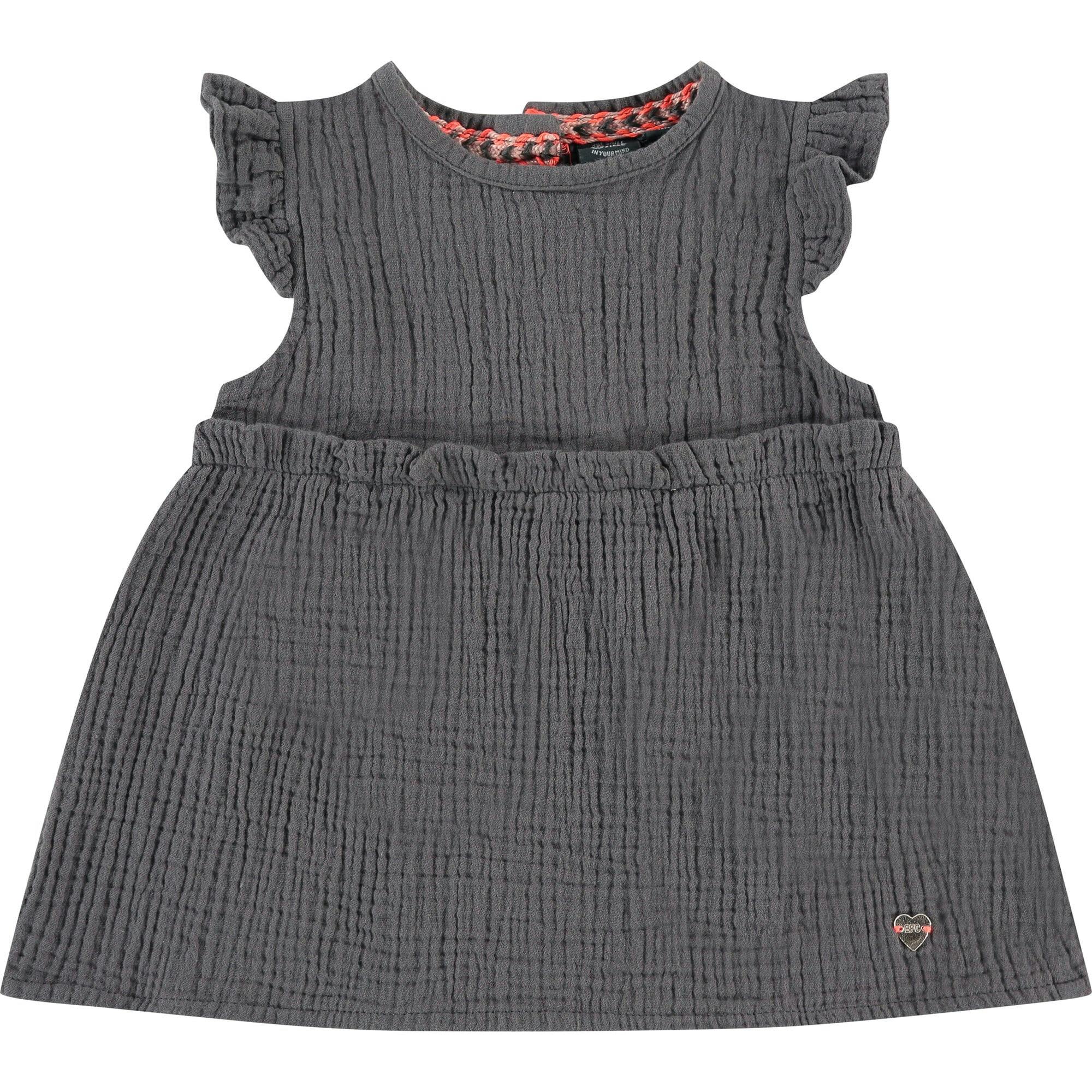 Flutter Cap Sleeves Gauze Ruffle Bodice Dress