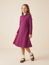 Girls Striped Collar Polo Dress
