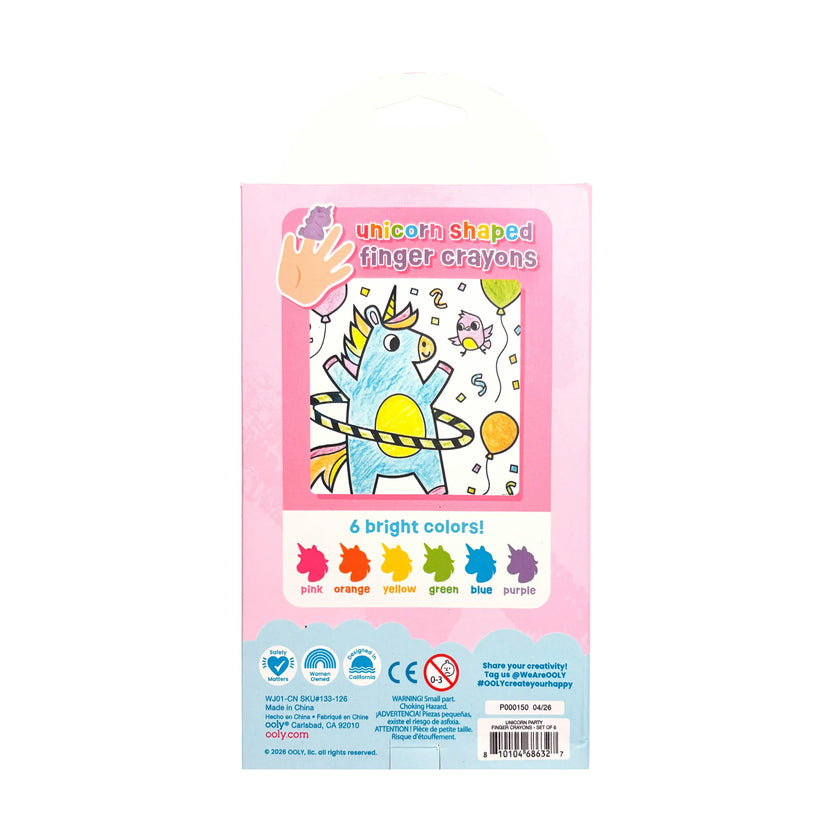Unicorn Party Finger Crayons - Set of 6
