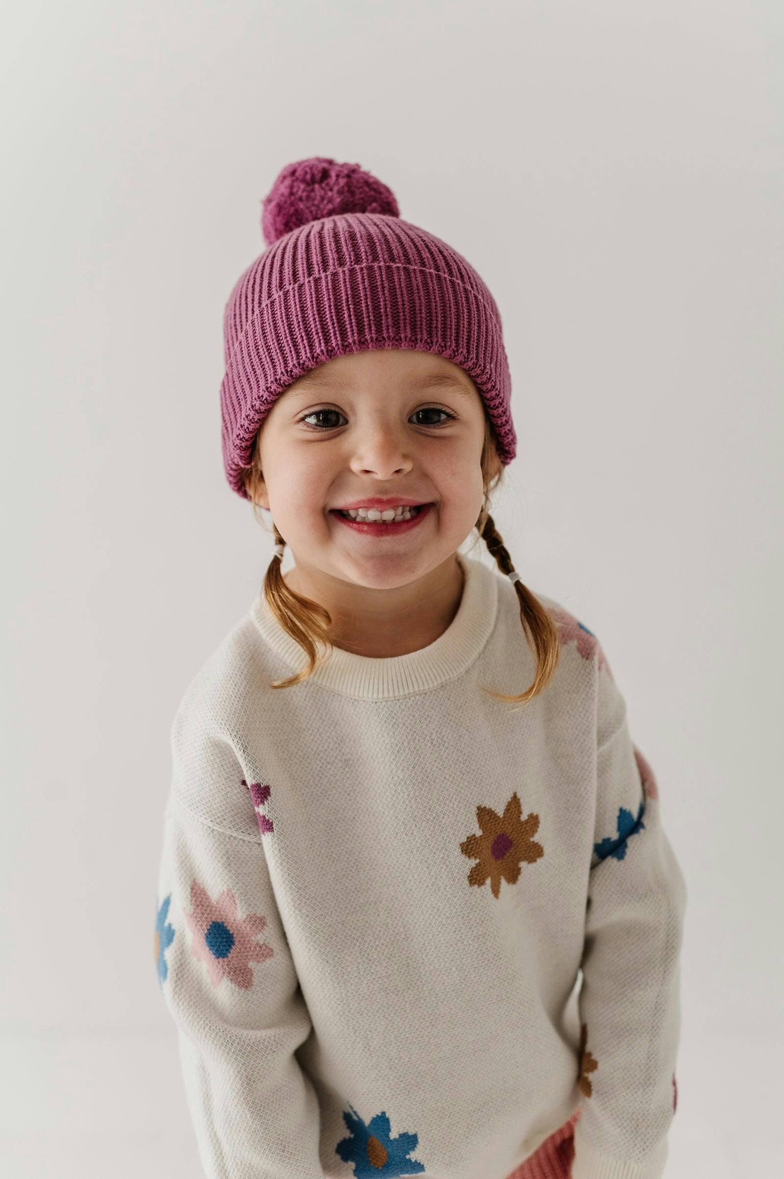 Girls Knit Sweater in Flower Pop
