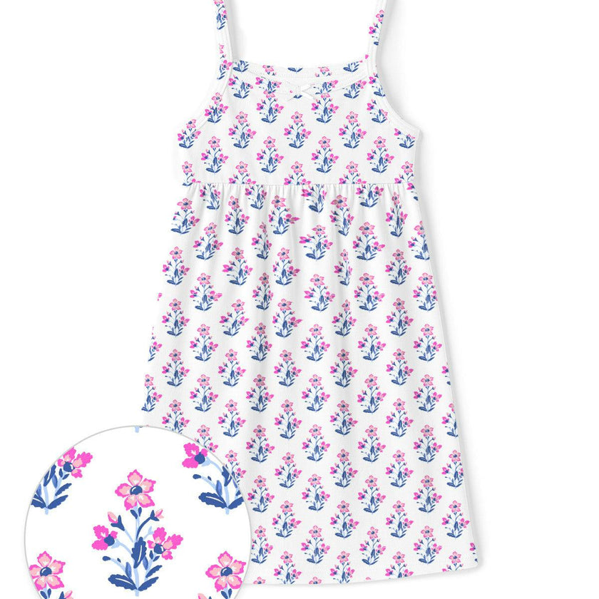 The Organic Rib Dress [Block Floral]