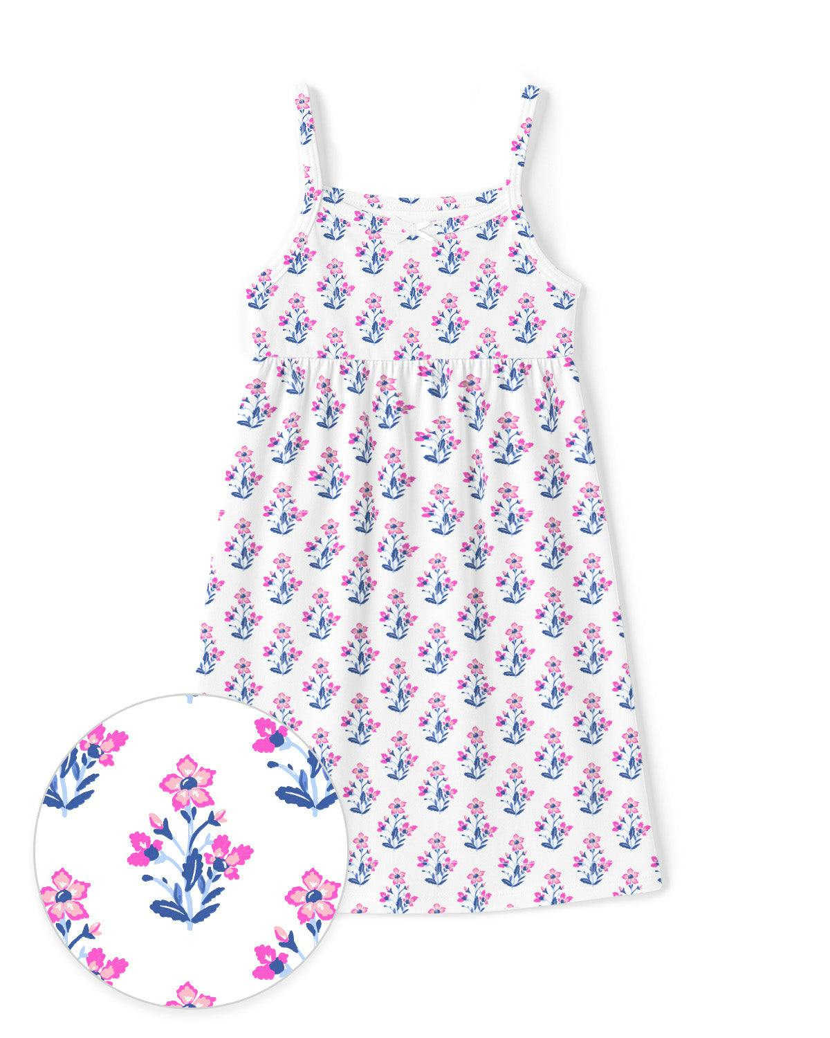 The Organic Rib Dress [Block Floral]