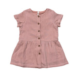 Girls Gauze Button Dress in Spring Mauve