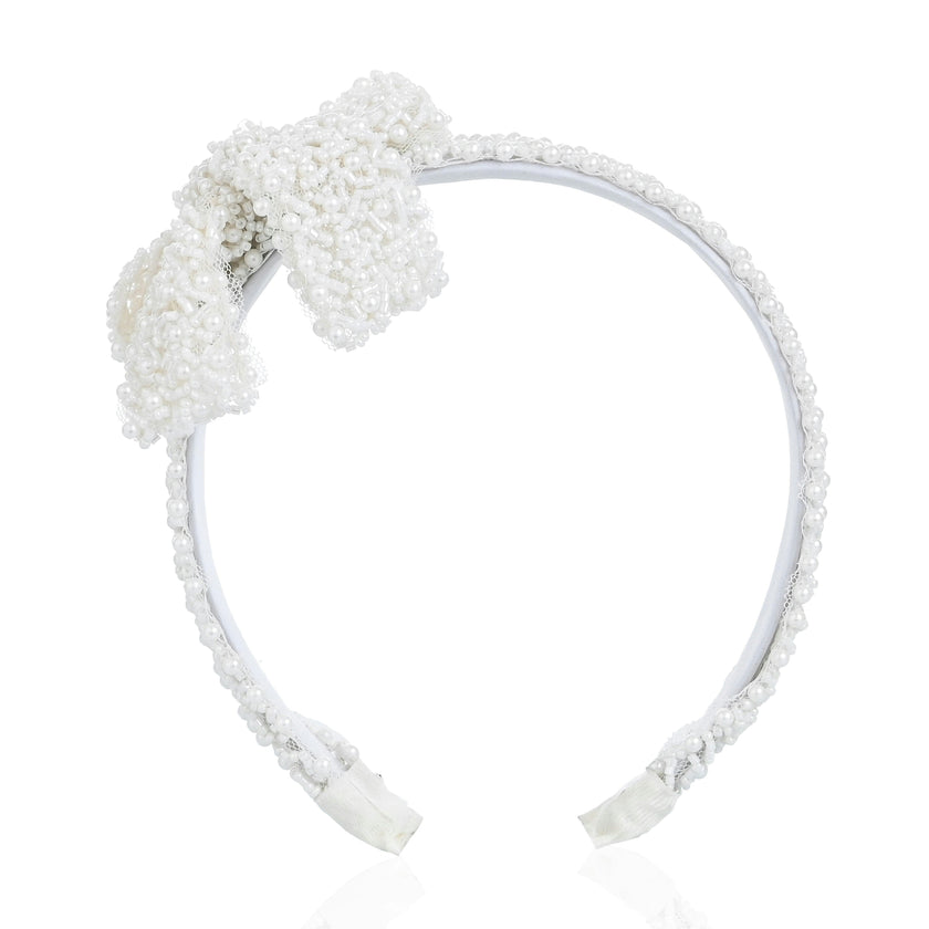 White Pearl Bow Headband