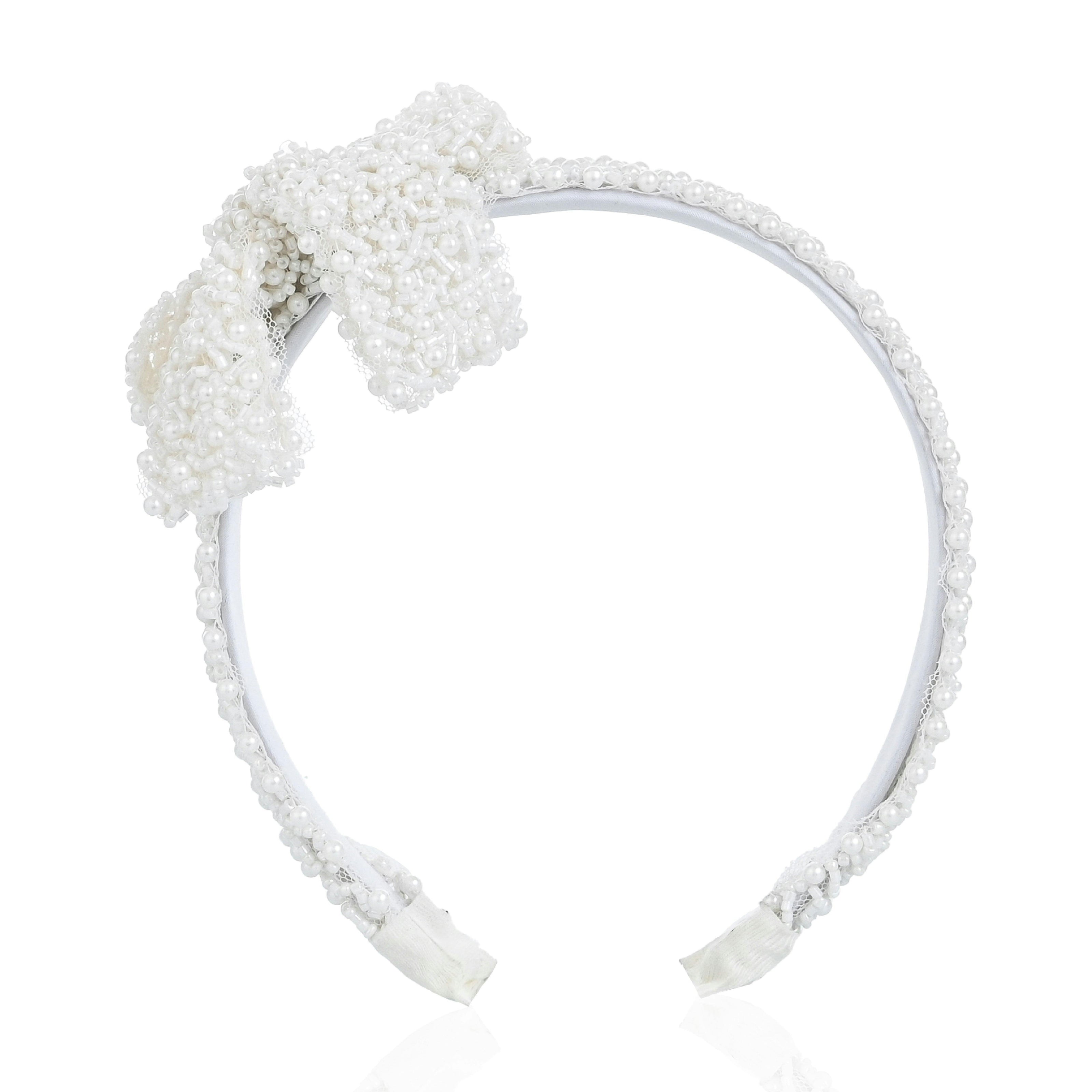 White Pearl Bow Headband