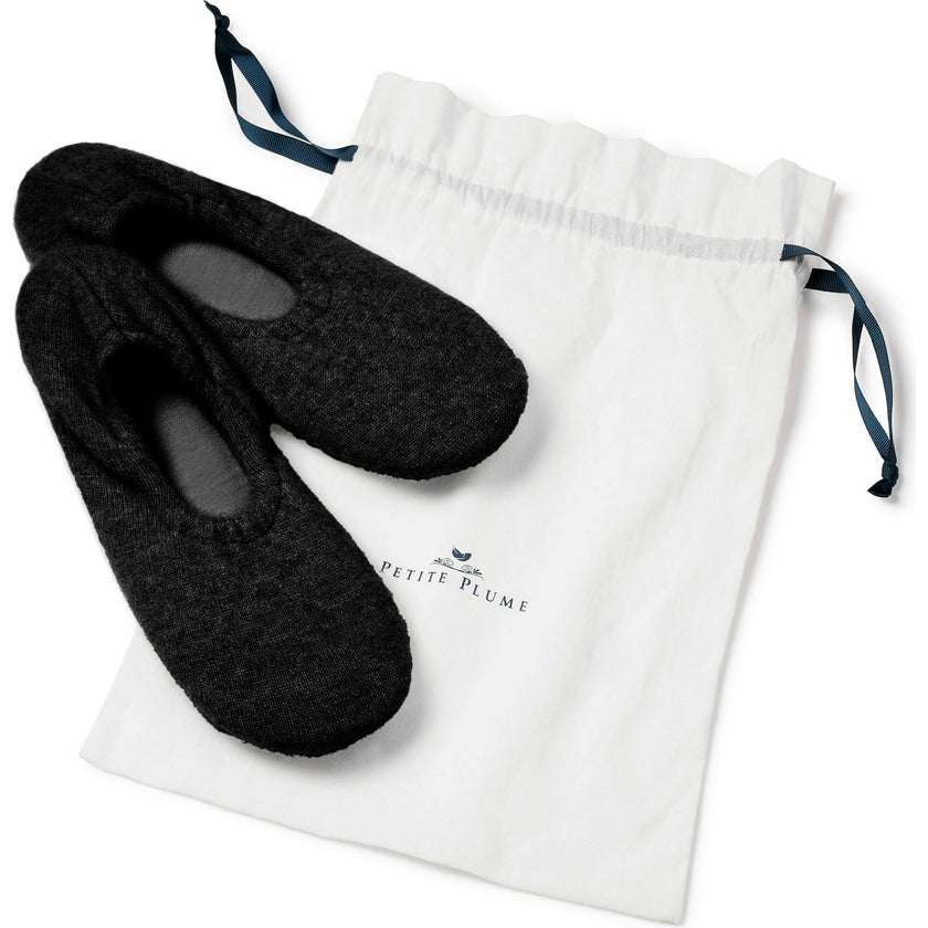 Women's Cashmere Slippers in Dark Grey