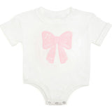 Lace Bow Puff Ink Short Sleeve Romper