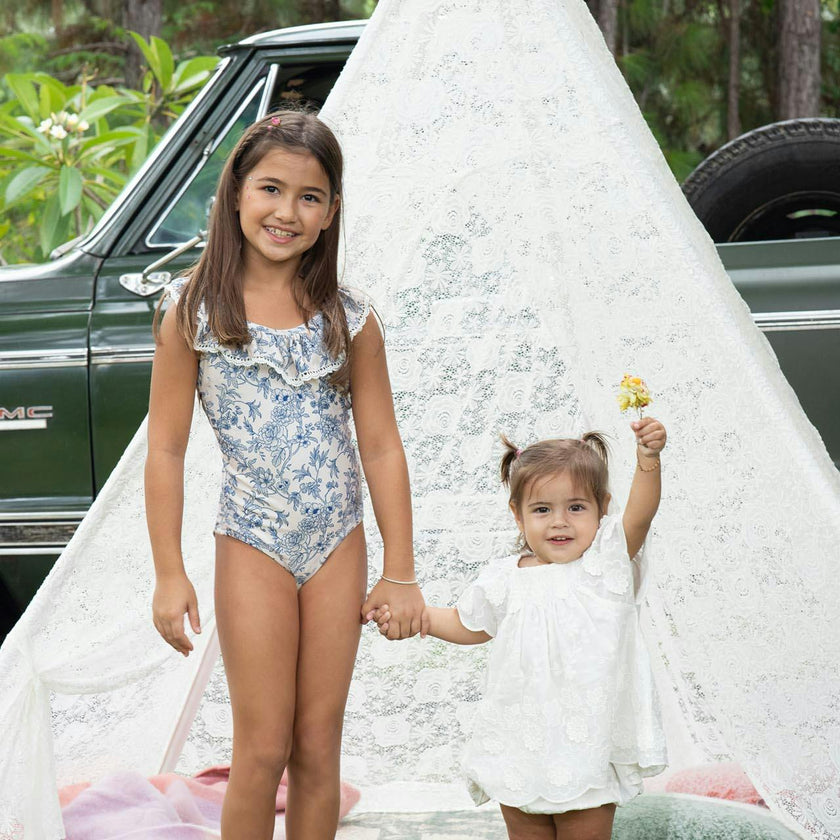 Ruffle Neckline One Piece (Sundance Print)