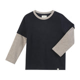 CAMERON Navy Waffle Mock Sleeve Tee