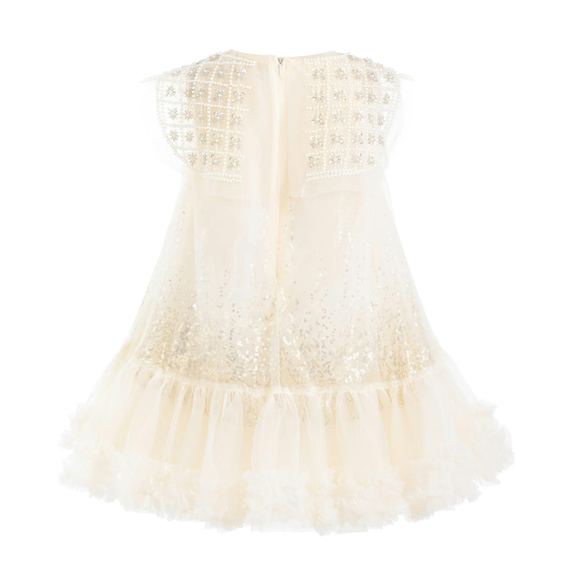 Beige Renoria Lace Sparkle Dress