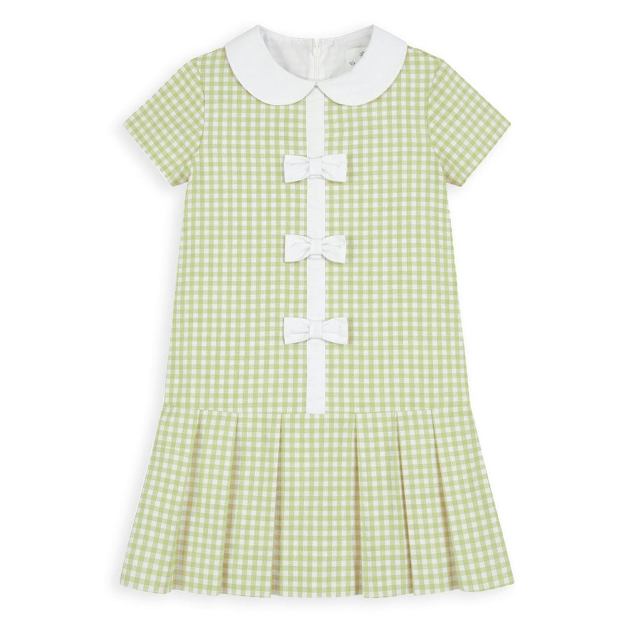 Check Dress with Pleated Skirt And Bows