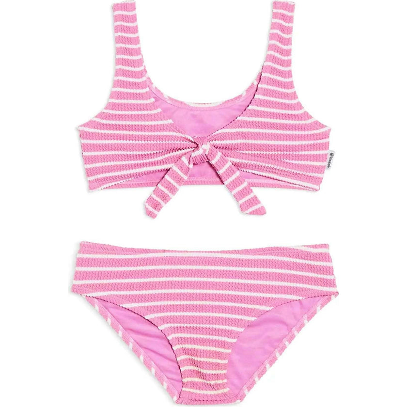 Izy Crinkle Tie Bikini Swimsuit - Pink Stripe
