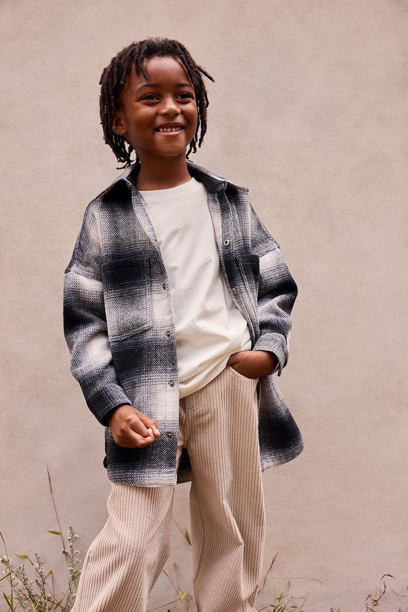 Elongated Oversized Plaid Shirt Jacket