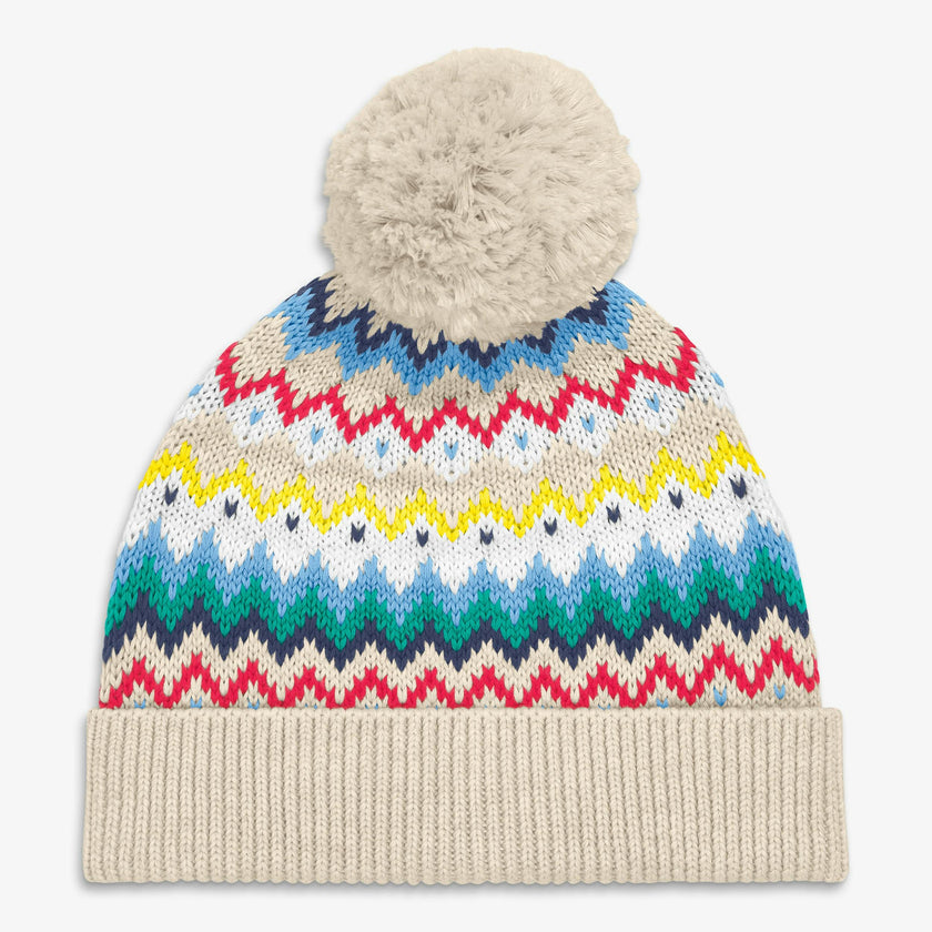 Kids knit beanie in rainbow fair isle