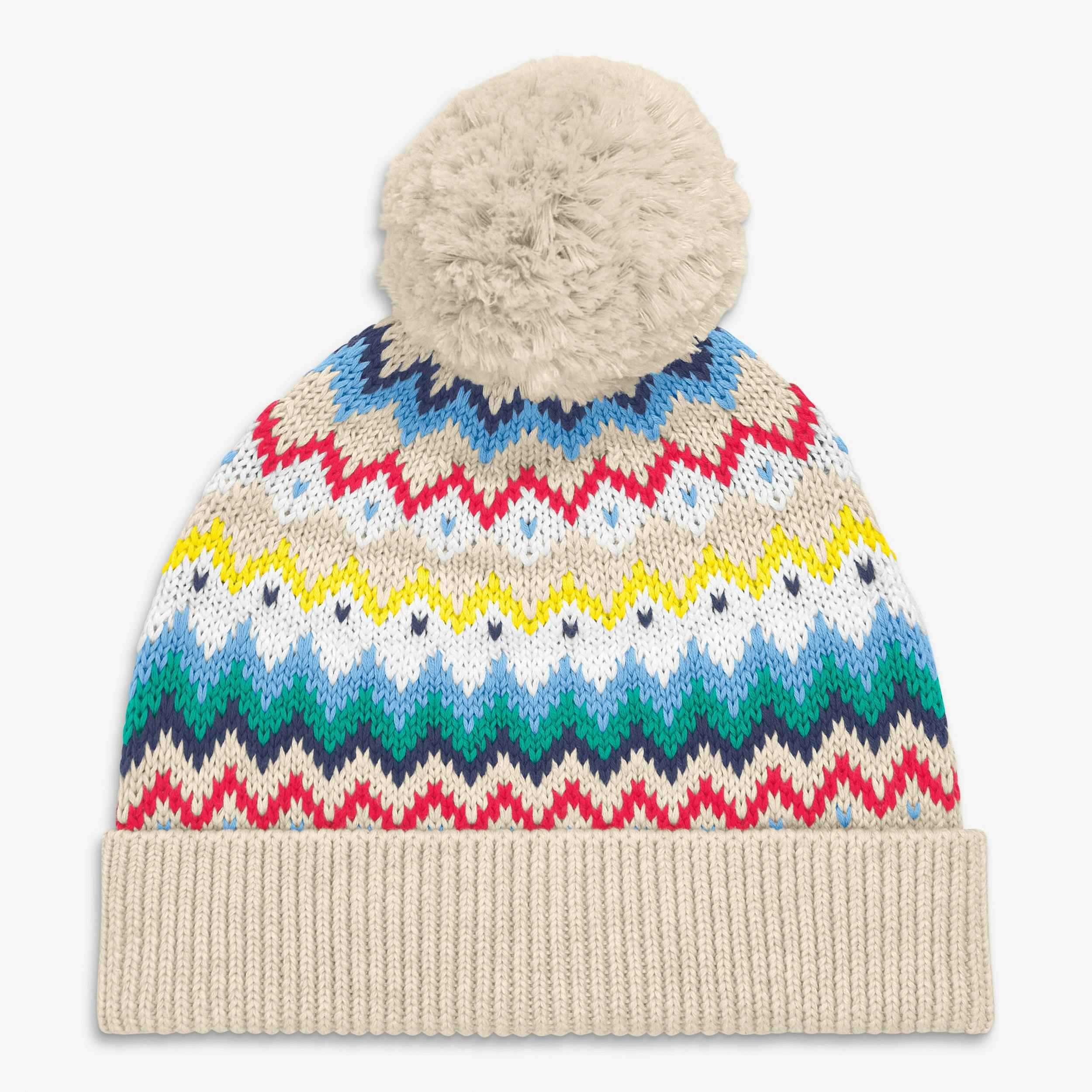 Kids knit beanie in rainbow fair isle