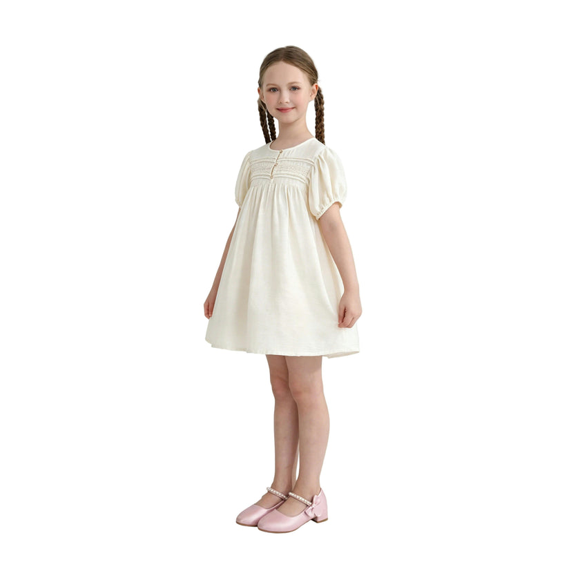 Cream Lace Button Dress