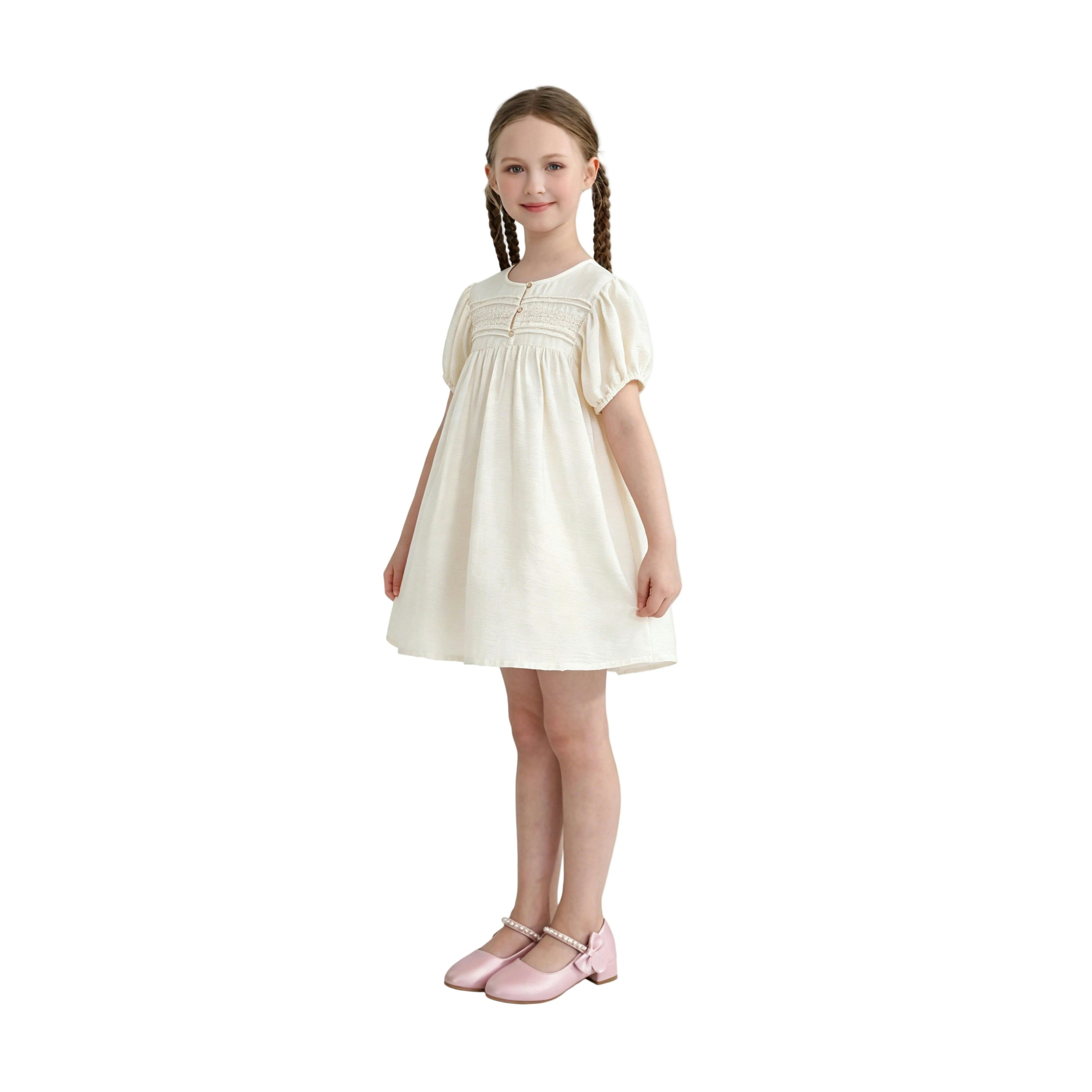 Cream Lace Button Dress