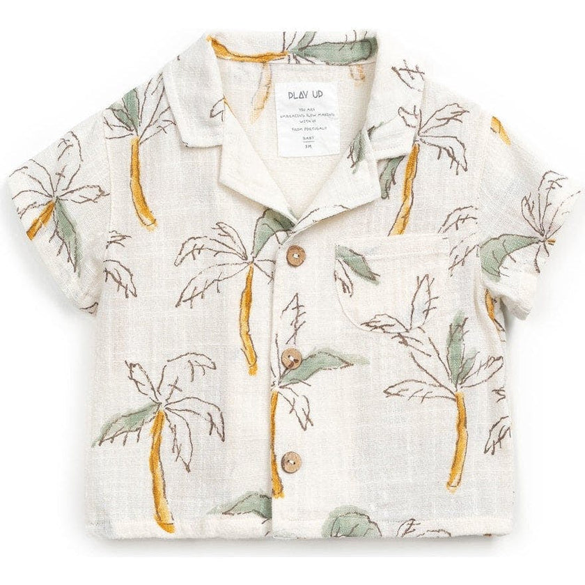 All-Over Print Woven Palm Trees Short Sleeve Shirt