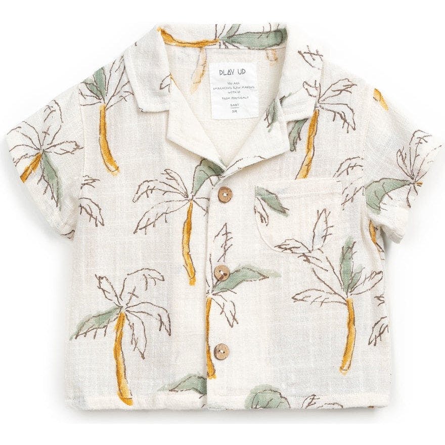 All-Over Print Woven Palm Trees Short Sleeve Shirt