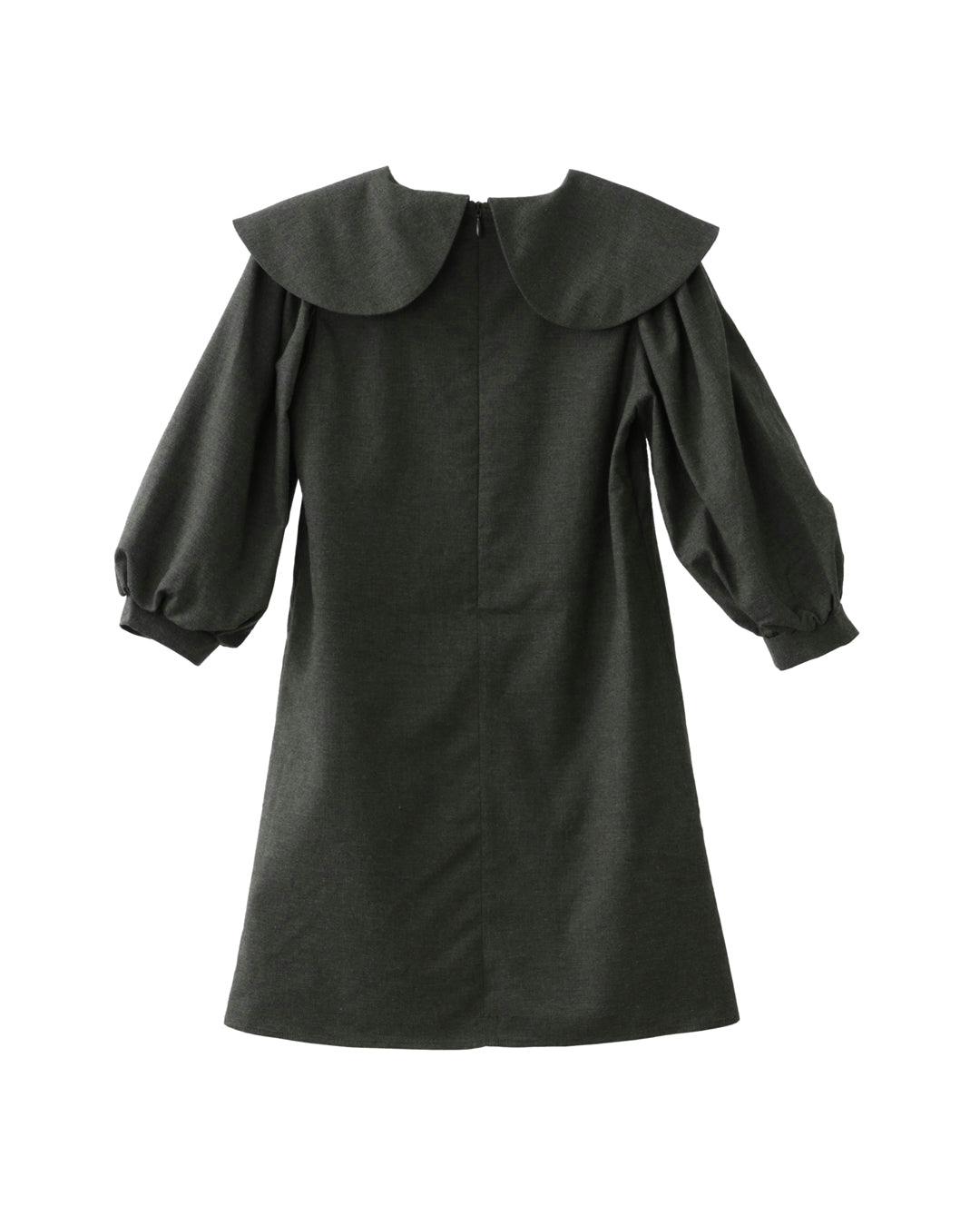 Rhea Peter Pan Collar Midi Dress, Grey