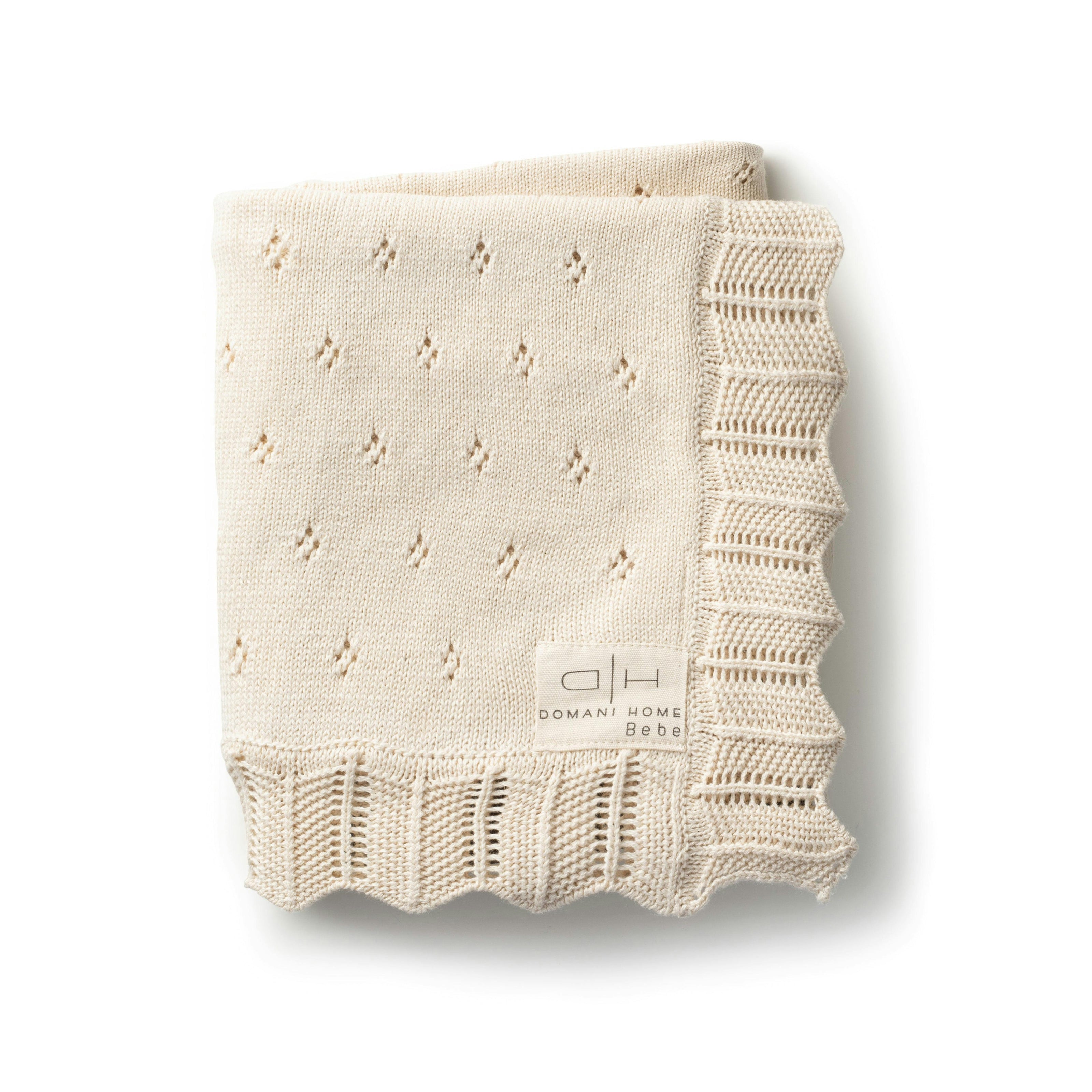 Scalloped Pointelle Blanket - Natural