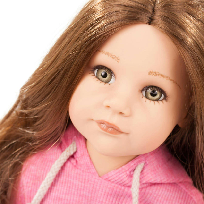 Hannah Staycation - 19.5" All Vinyl Poseable Standing Doll with Long Brown Hair to Wash & Style - Includes & Accessories