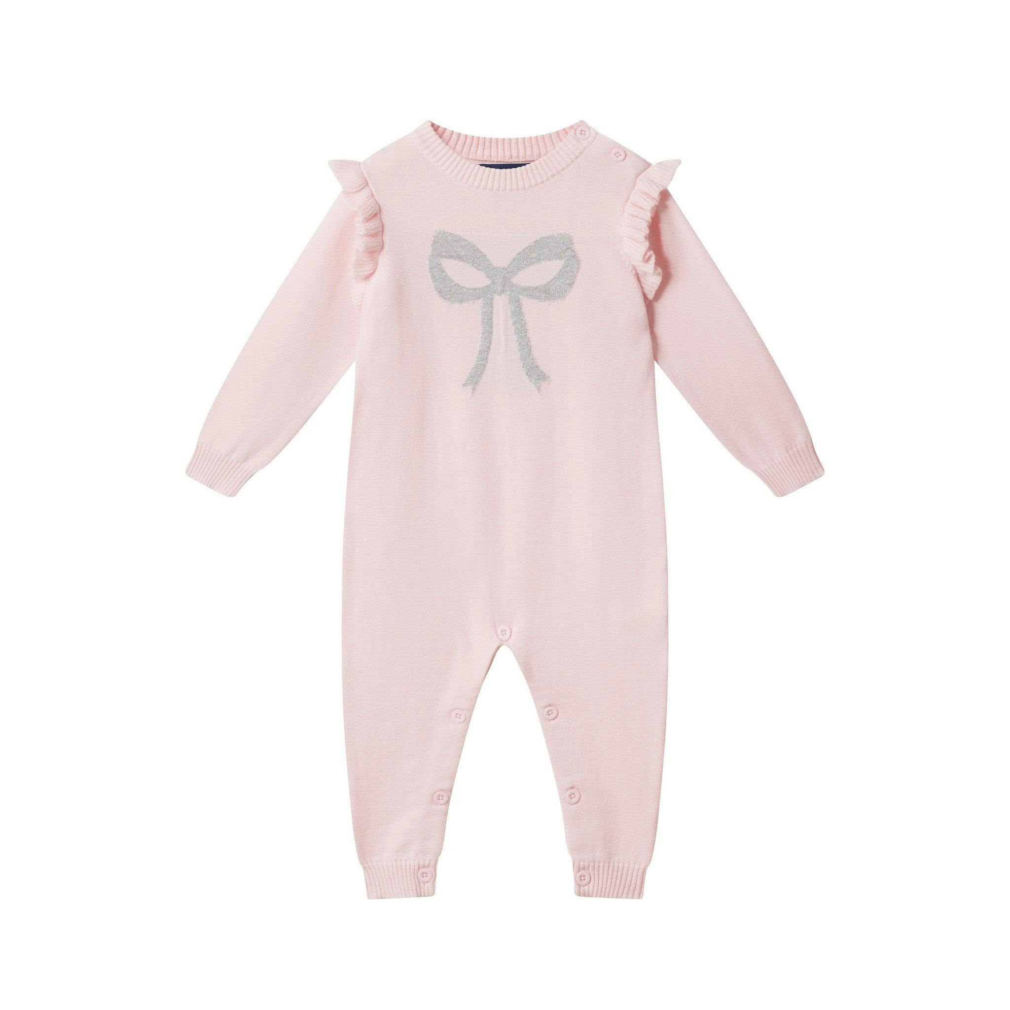 Infant Girls Sweater Romper Set | Shimmer Bow