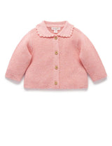 Crochet Collar Cardigan Blush Melange