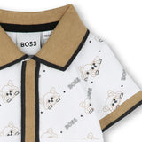Beige Colorblock Logo Shortie