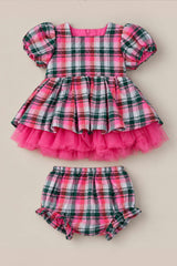 Baby Scottie Dress Set in Vibrant Plaid