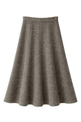 Wool Button Side Midi Skirt