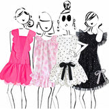 Triomphe 3/4 Sleeve Ruffled Toile Dress, Pink
